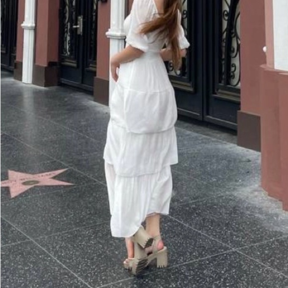 Elegant White Tiered Maxi Dress